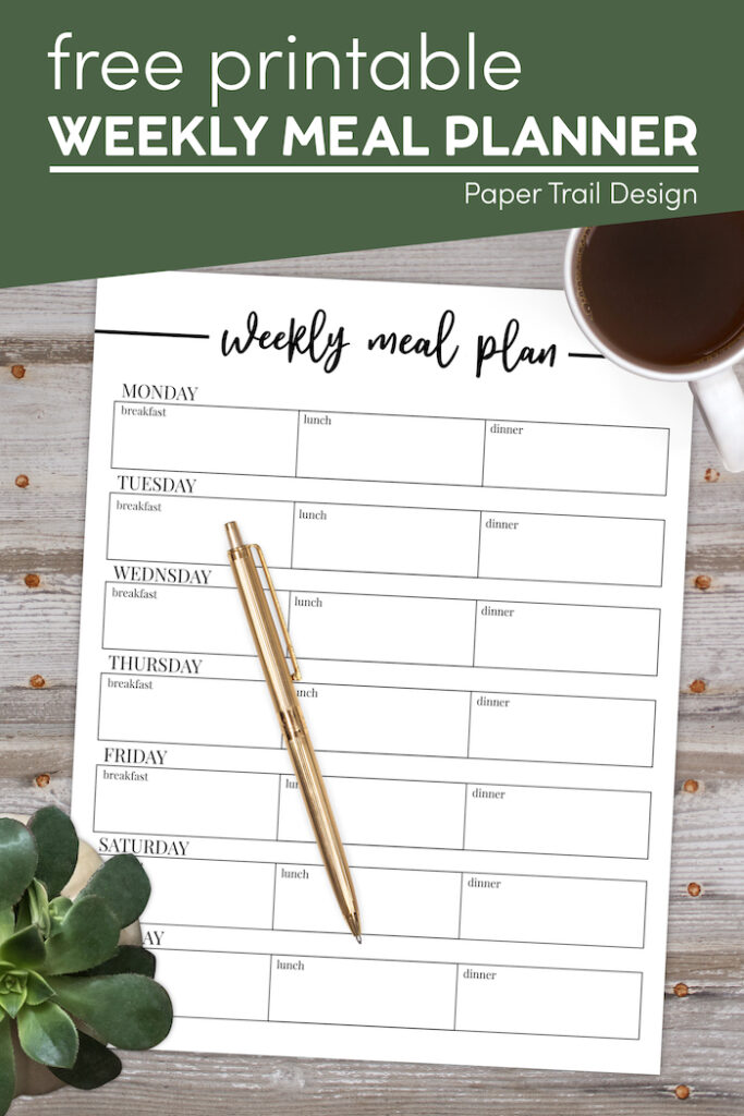 Free Printable Weekly Meal Plan Template - Paper Trail Design