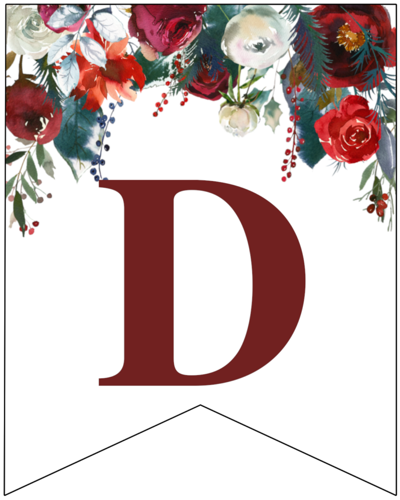 Free Printable Floral Christmas Banner Letters Paper Trail Design
