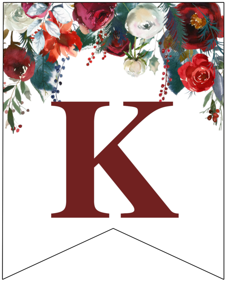 Free Printable Floral Christmas Banner Letters - Paper Trail Design