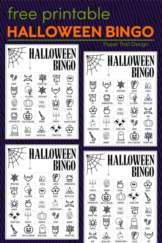 Halloween Bingo Printable Game Cards Template - Paper Trail Design