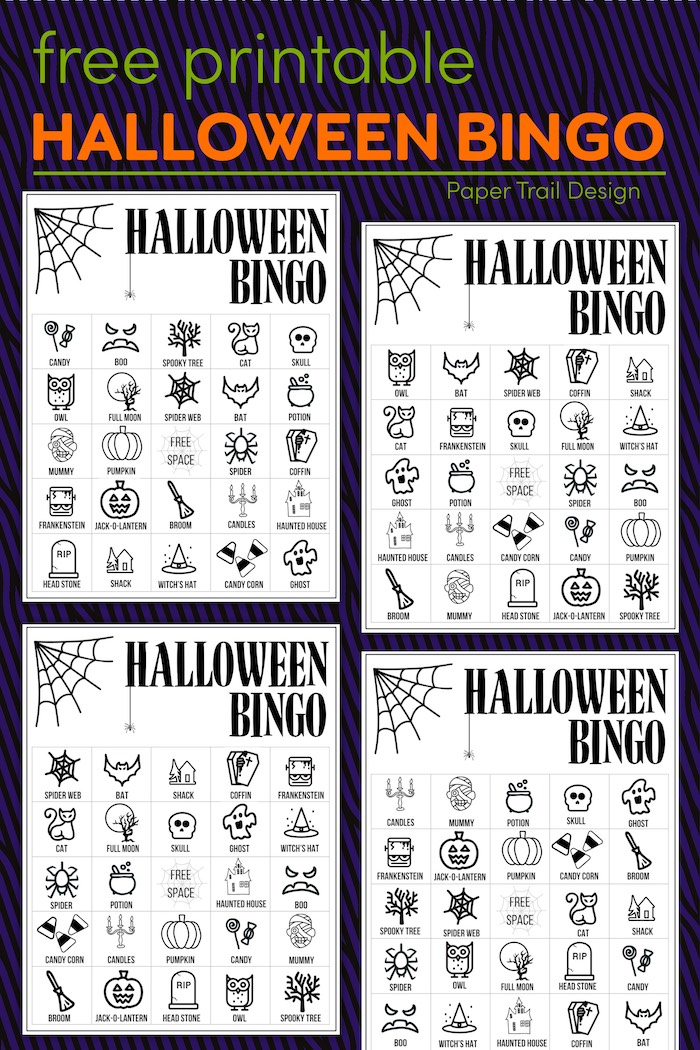 Halloween Bingo Printable Game Cards Template - Paper Trail Design