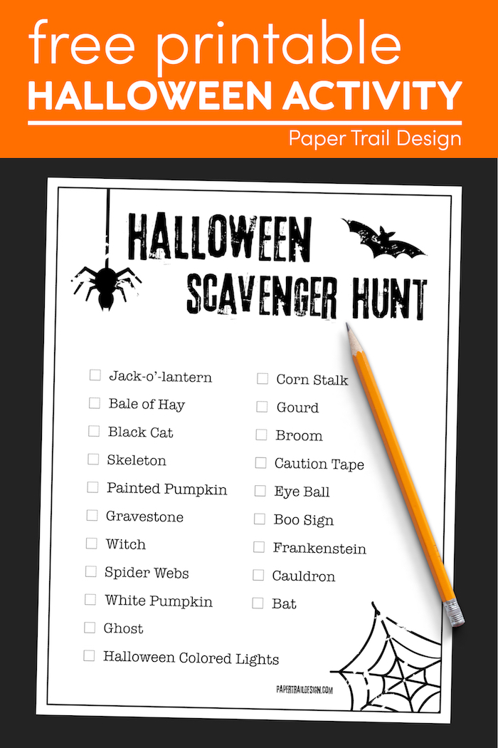 Free Printable Halloween Scavenger Hunt List - Paper Trail Design