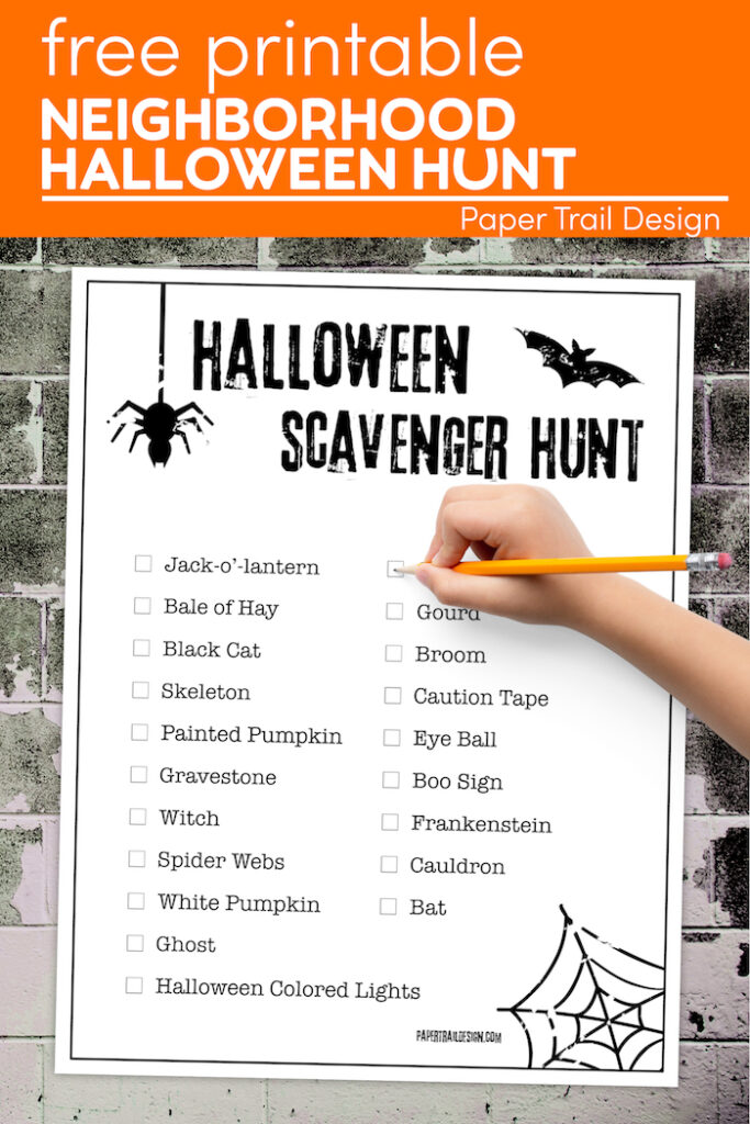 Free Printable Halloween Scavenger Hunt List Paper Trail Design