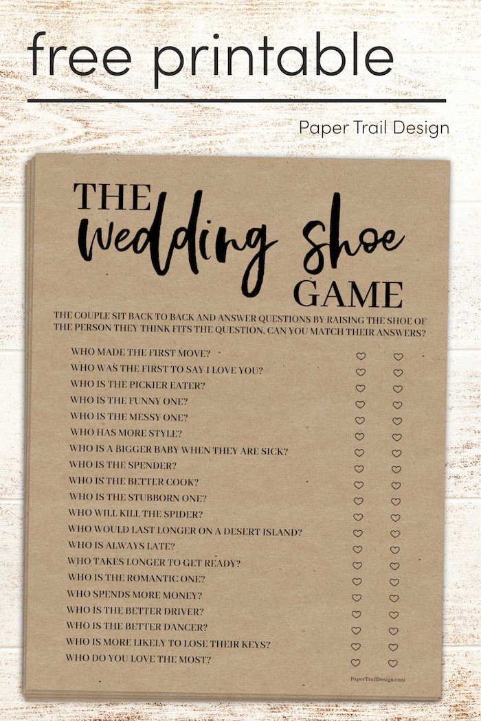 The Wedding Shoe Game Free Printable Paper Trail Design