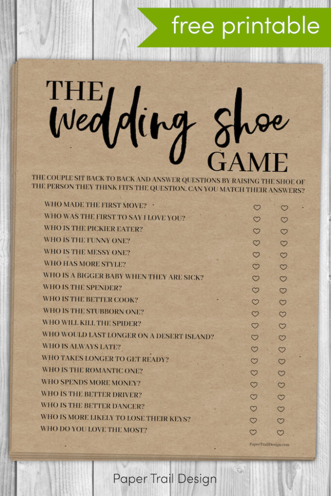 The Wedding Shoe Game Free Printable - Paper Trail Design