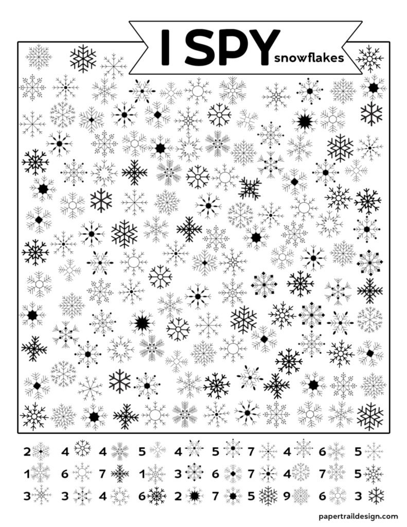 Free Printable Snowflake I Spy Activity - Paper Trail Design