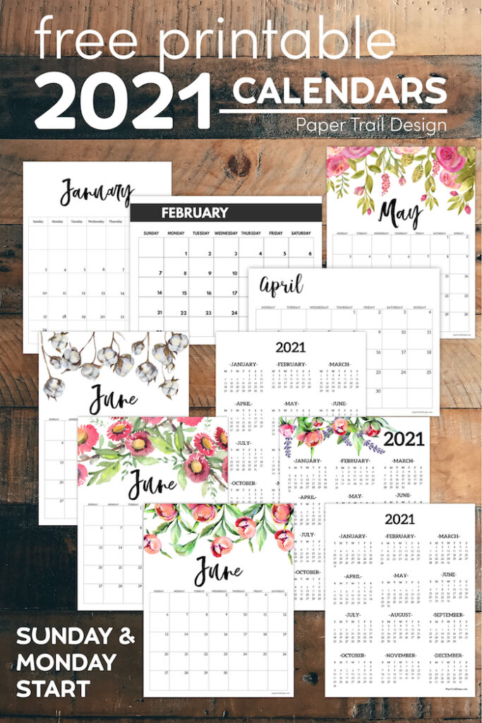 Free Printable 2021 Calendars - Paper Trail Design