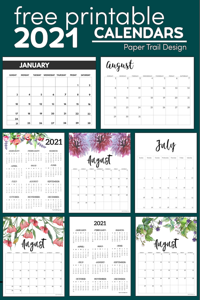 Free Printable 2021 Calendars - Paper Trail Design