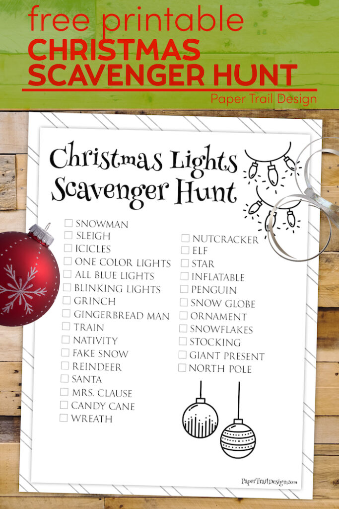 Free Printable Christmas Light Scavenger Hunt - Paper Trail Design