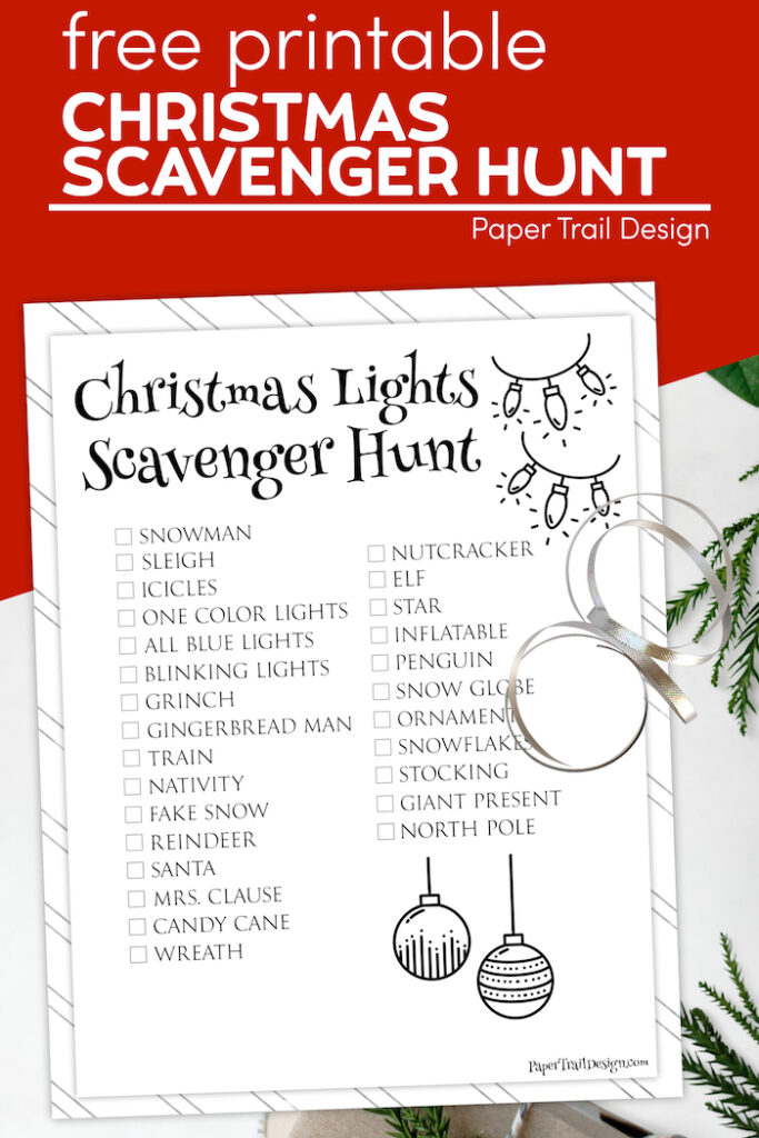 Free Printable Christmas Light Scavenger Hunt - Paper Trail Design