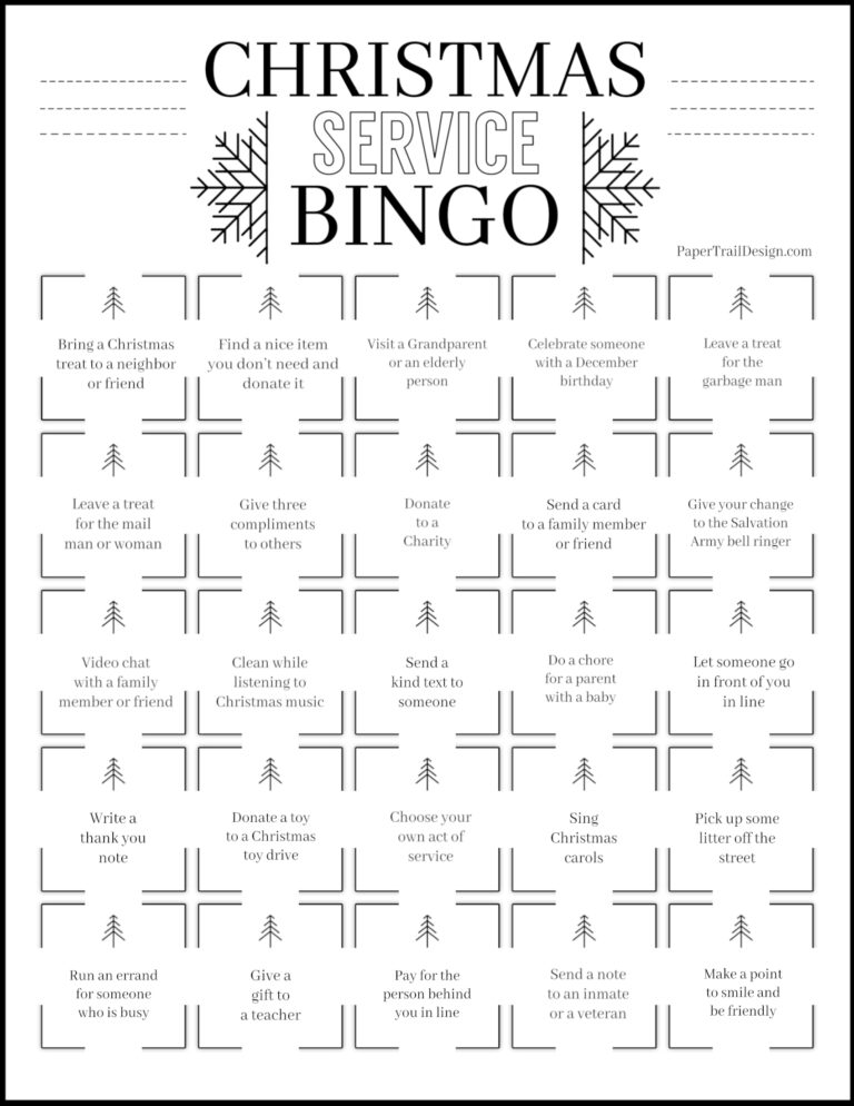 Giving Christmas Service Bingo Free Printable - Paper Trail Design