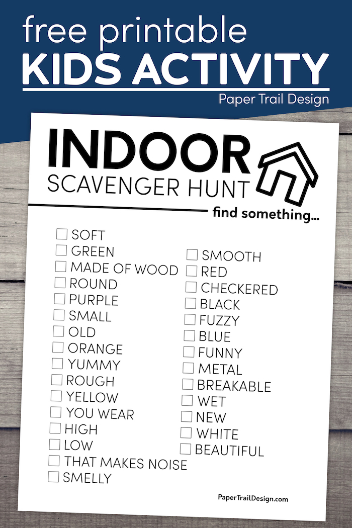 Printable Indoor Scavenger Hunt for Kids - Paper Trail Design