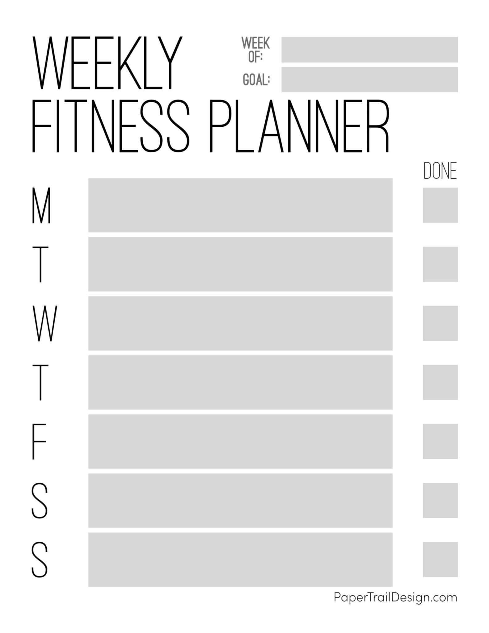 Fitness Planner Printable Printable World Holiday