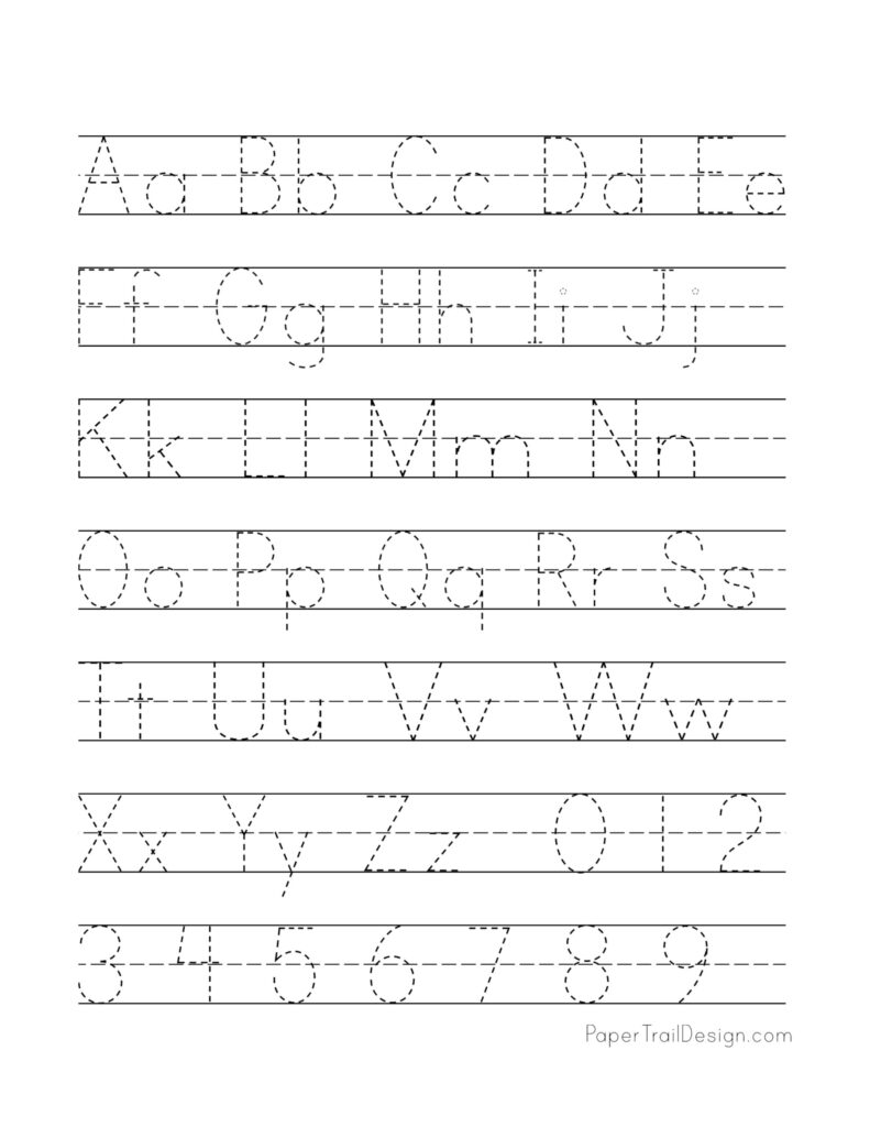 Free Printable Alphabet Handwriting Practice Sheets - Paper Trail Design