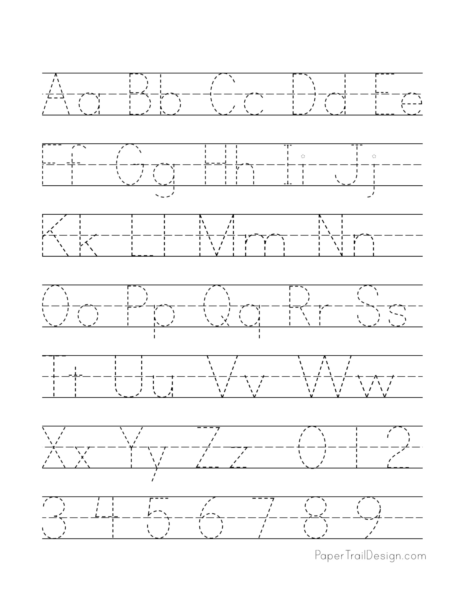 Free Printable Alphabet Handwriting Practice Sheets - Paper Trail Design