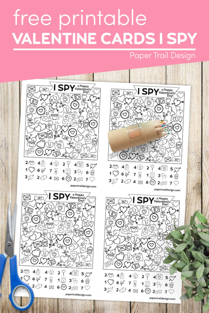 Free Printable I Spy Valentine Exchange Cards - Paper Trail Design