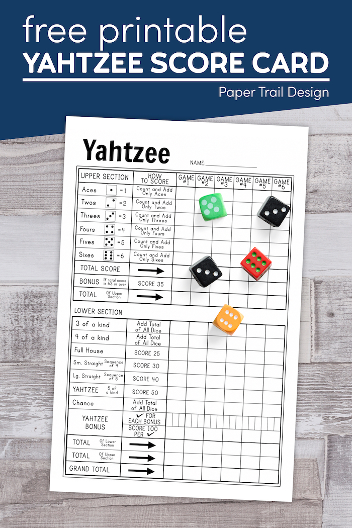 free printable yahtzee score card paper trail design