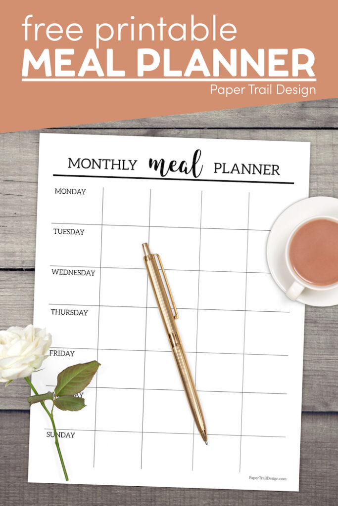 Free Printable Monthly Meal Planner Template - Paper Trail Design