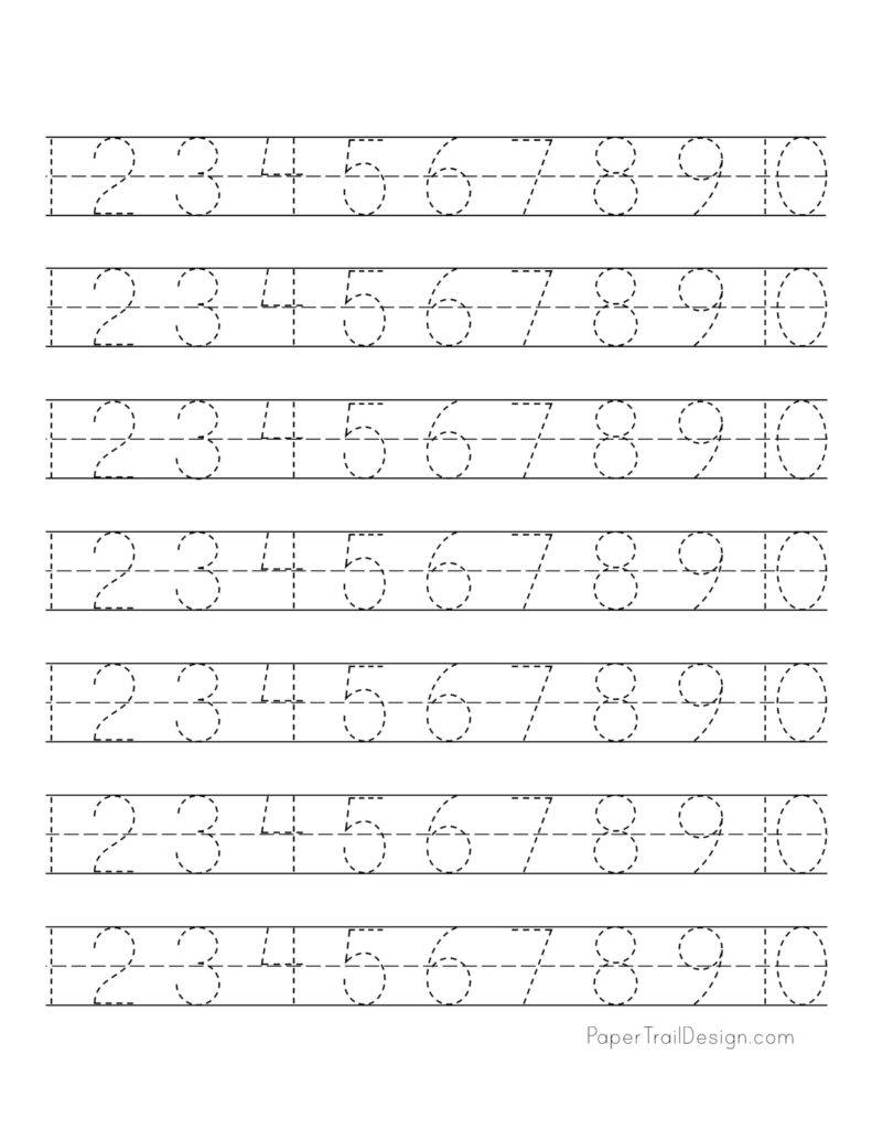 Free Number Tracing Worksheets - Paper Trail Design