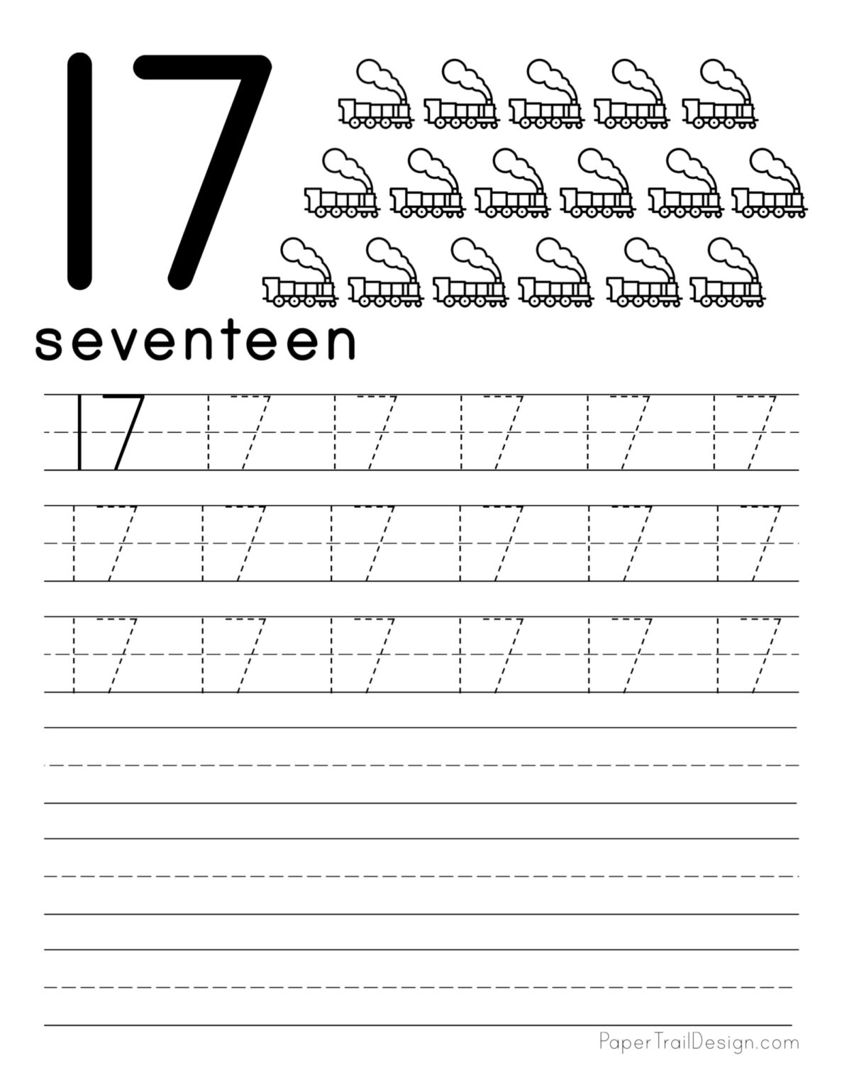 Number 17 Worksheets Preschool
