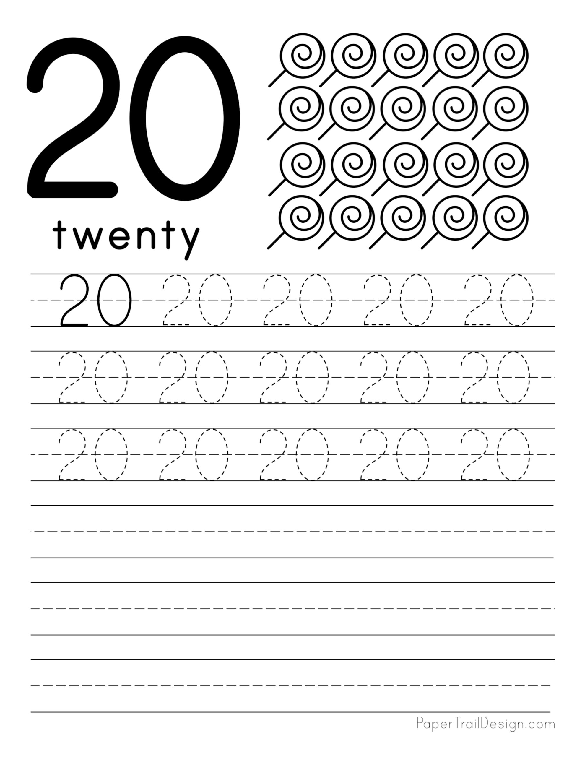 Number 1 To 20 Tracing Worksheet