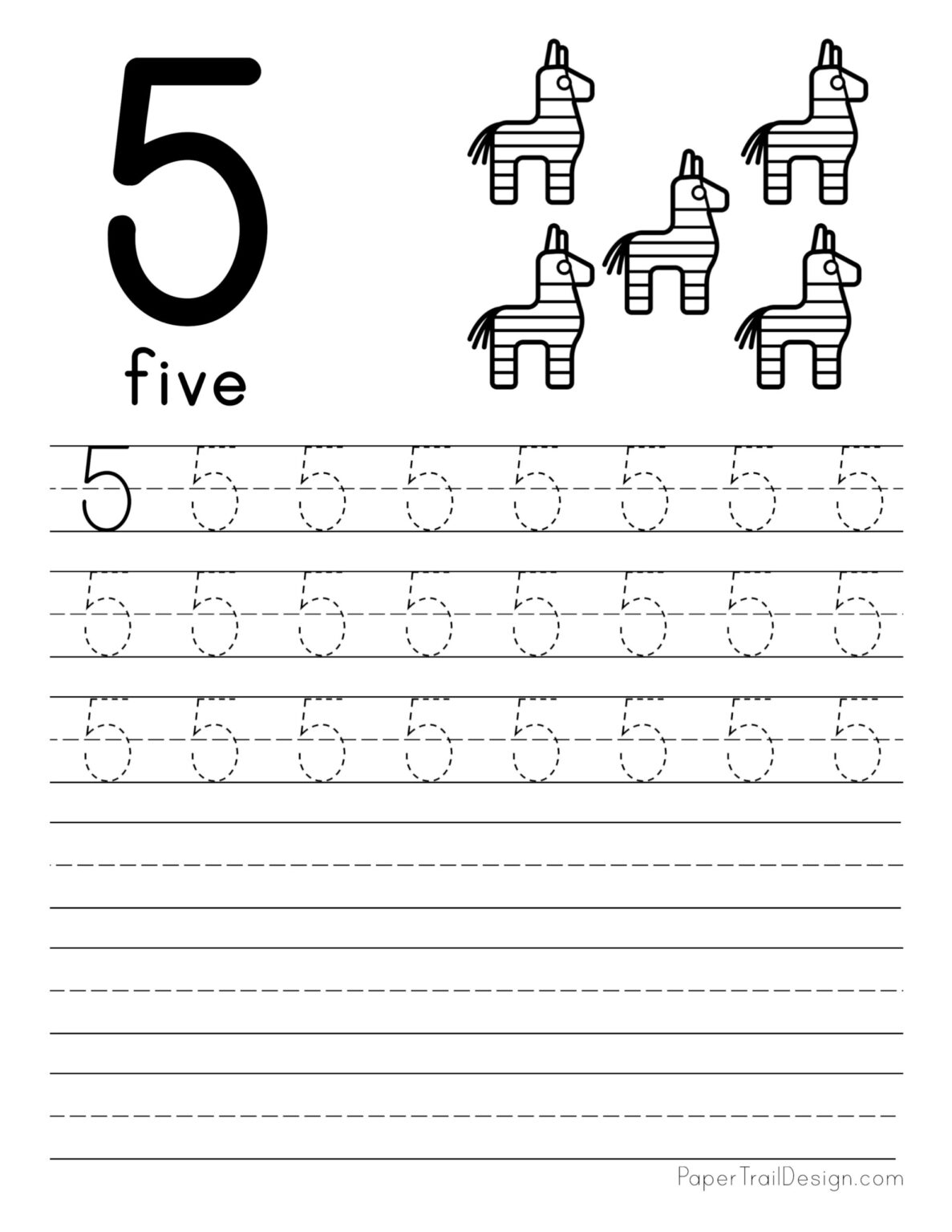 Free Number Tracing Worksheets - Paper Trail Design