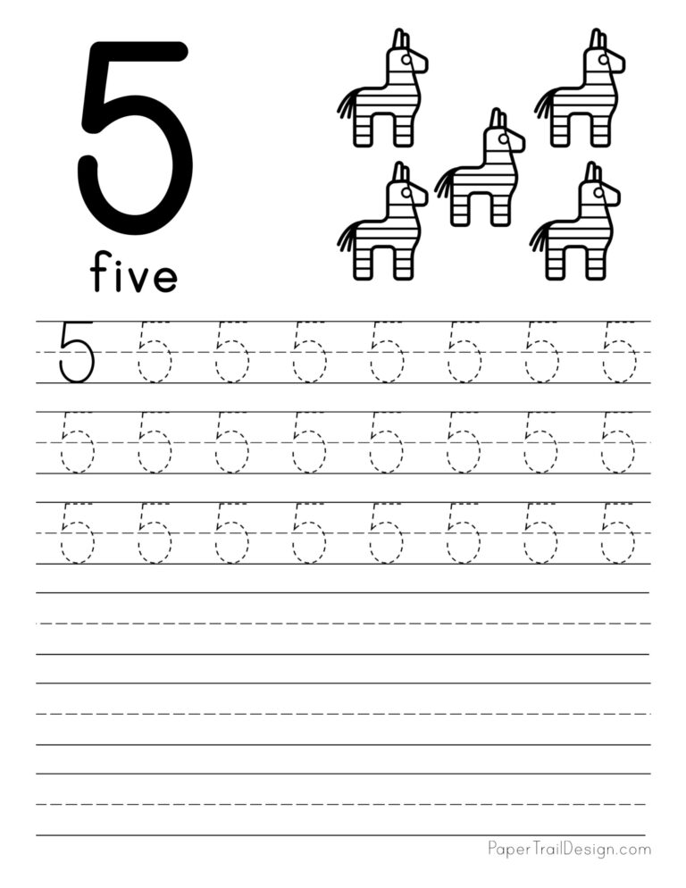 Free Number Tracing Worksheets - Paper Trail Design