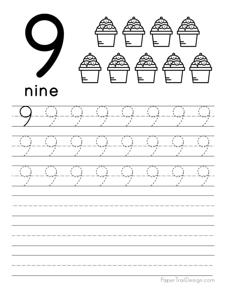 Free Number Tracing Worksheets - Paper Trail Design