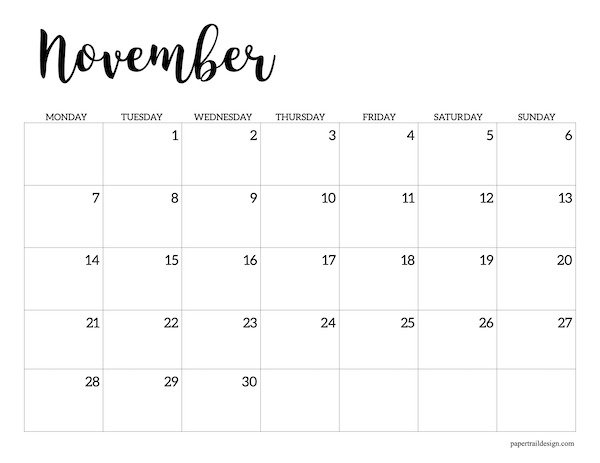 Free Printable 2022 Calendar - Monday Start - Paper Trail Design