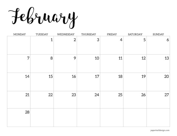 Free Printable 2022 Calendar - Monday Start - Paper Trail Design