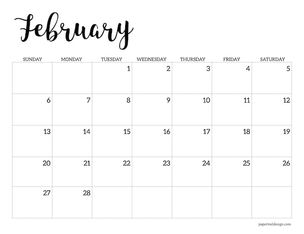 2022 Calendar Printable Free Template - Paper Trail Design