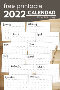2022 Calendar Printable Free Template - Paper Trail Design