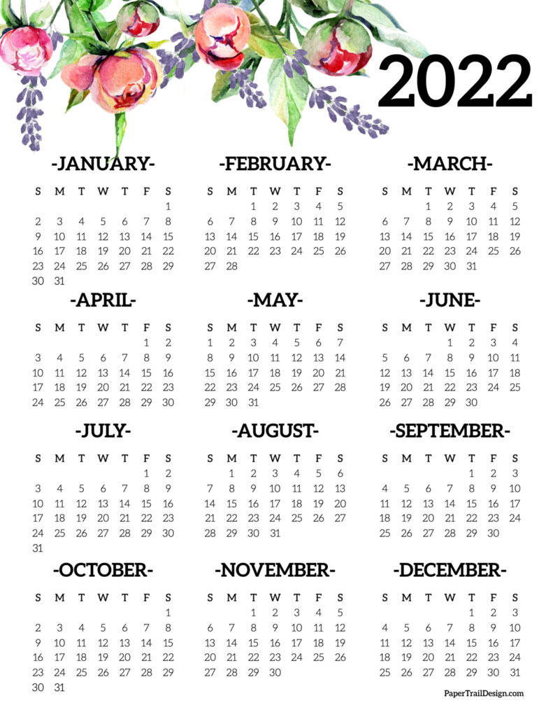 Printable 2022 Calendar One Page - Printable World Holiday