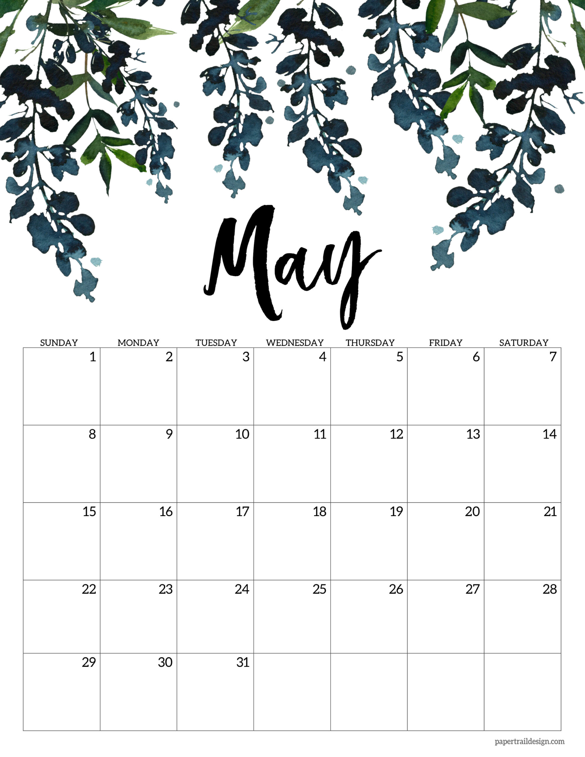May Calendar Printable Cute