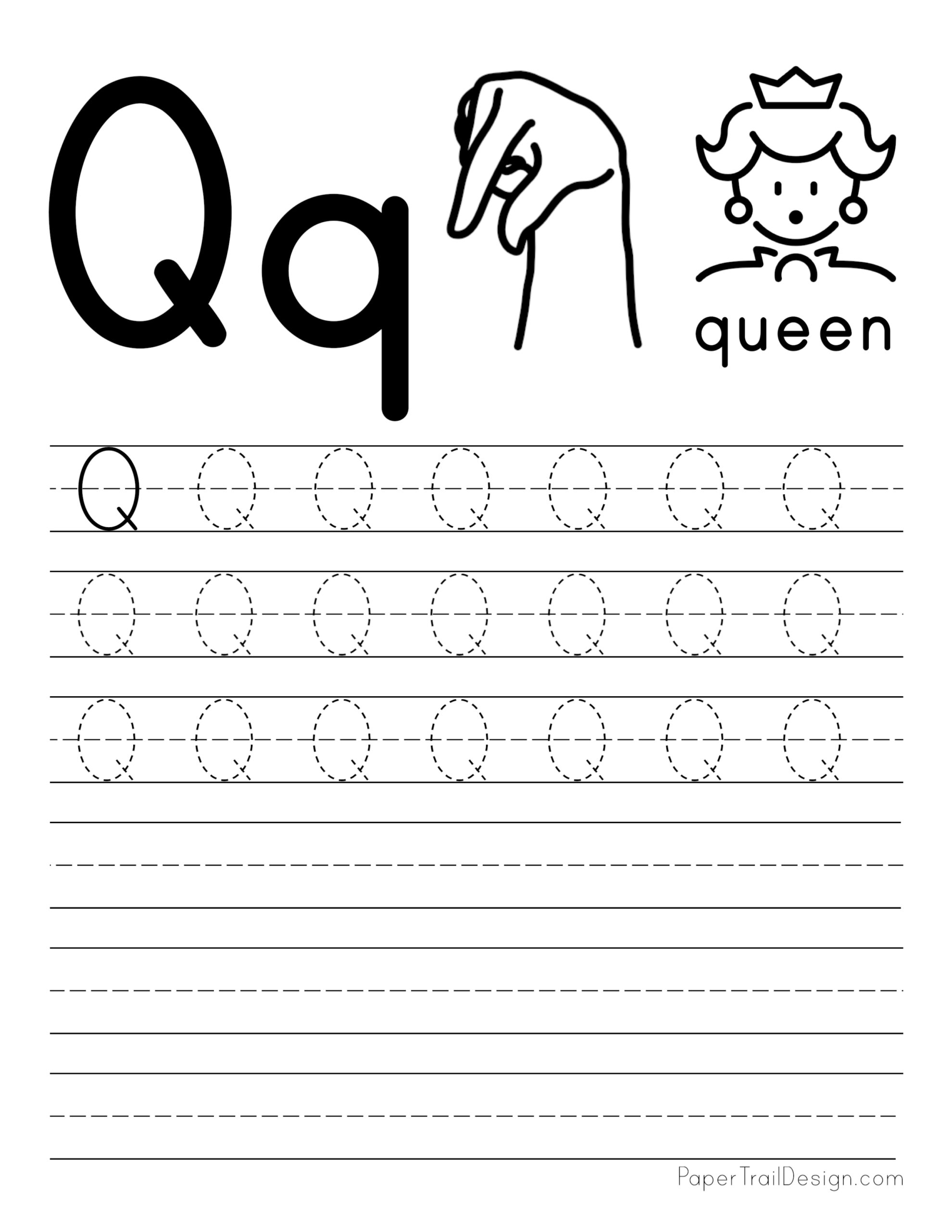 Free Letter Q Tracing Worksheets Lowercase Letter Q Tracing 