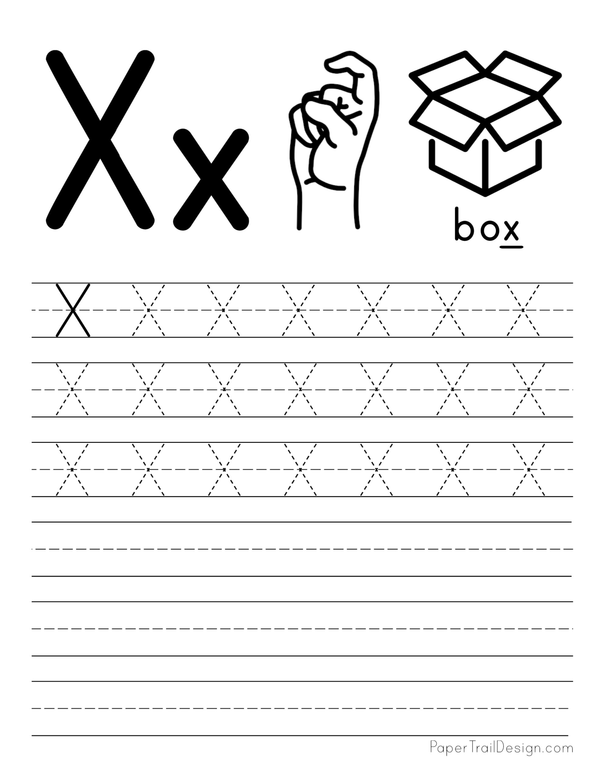 Letter X Tracing Worksheets