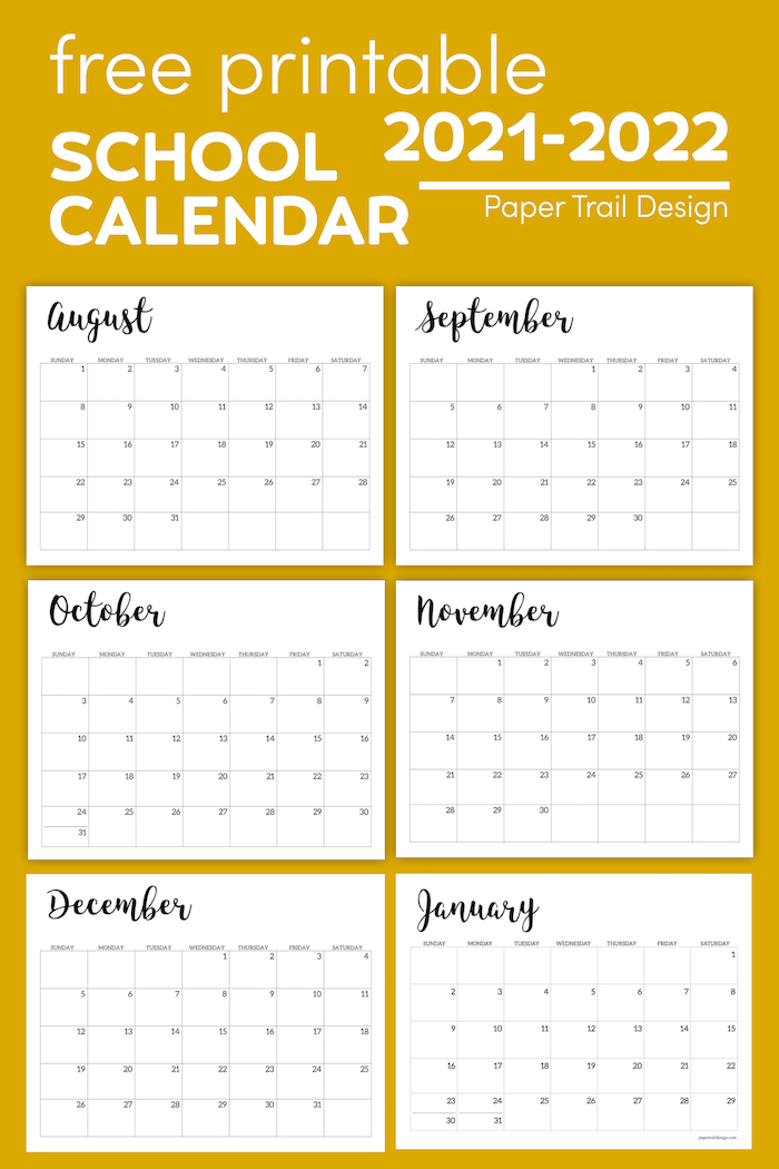 Printable 2021 2022 School Calendar Templates