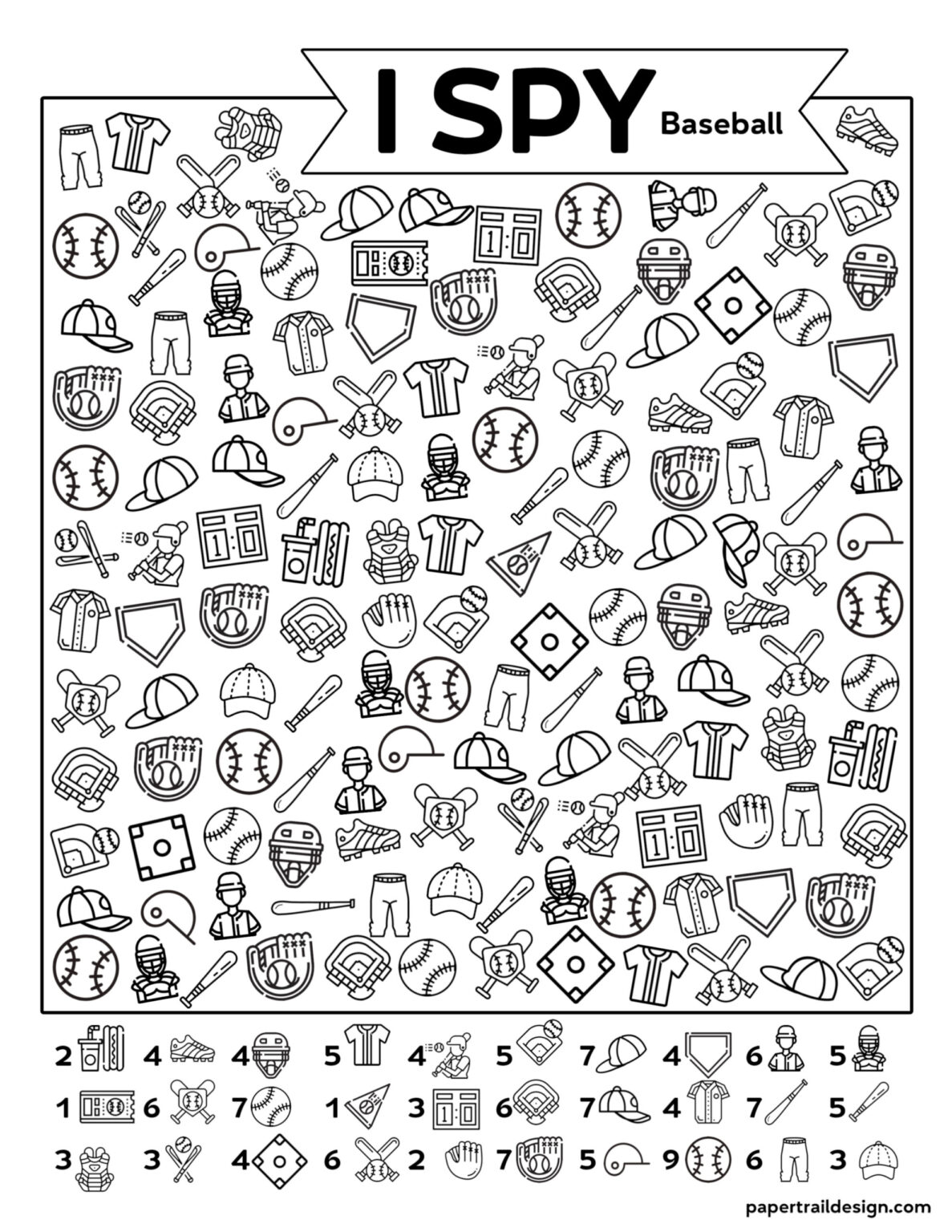 Free Printable I Spy Baseball Activity - Paper Trail Design