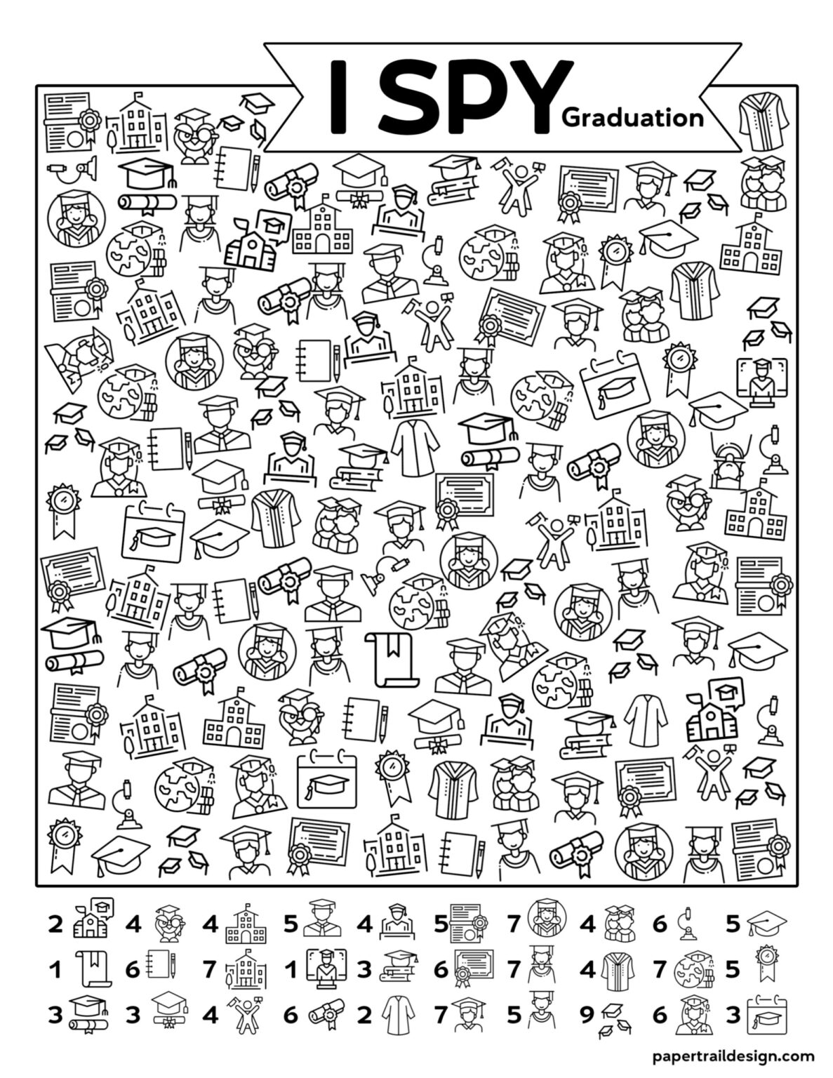 Free Printable I Spy Graduation Game - Paper Trail Design