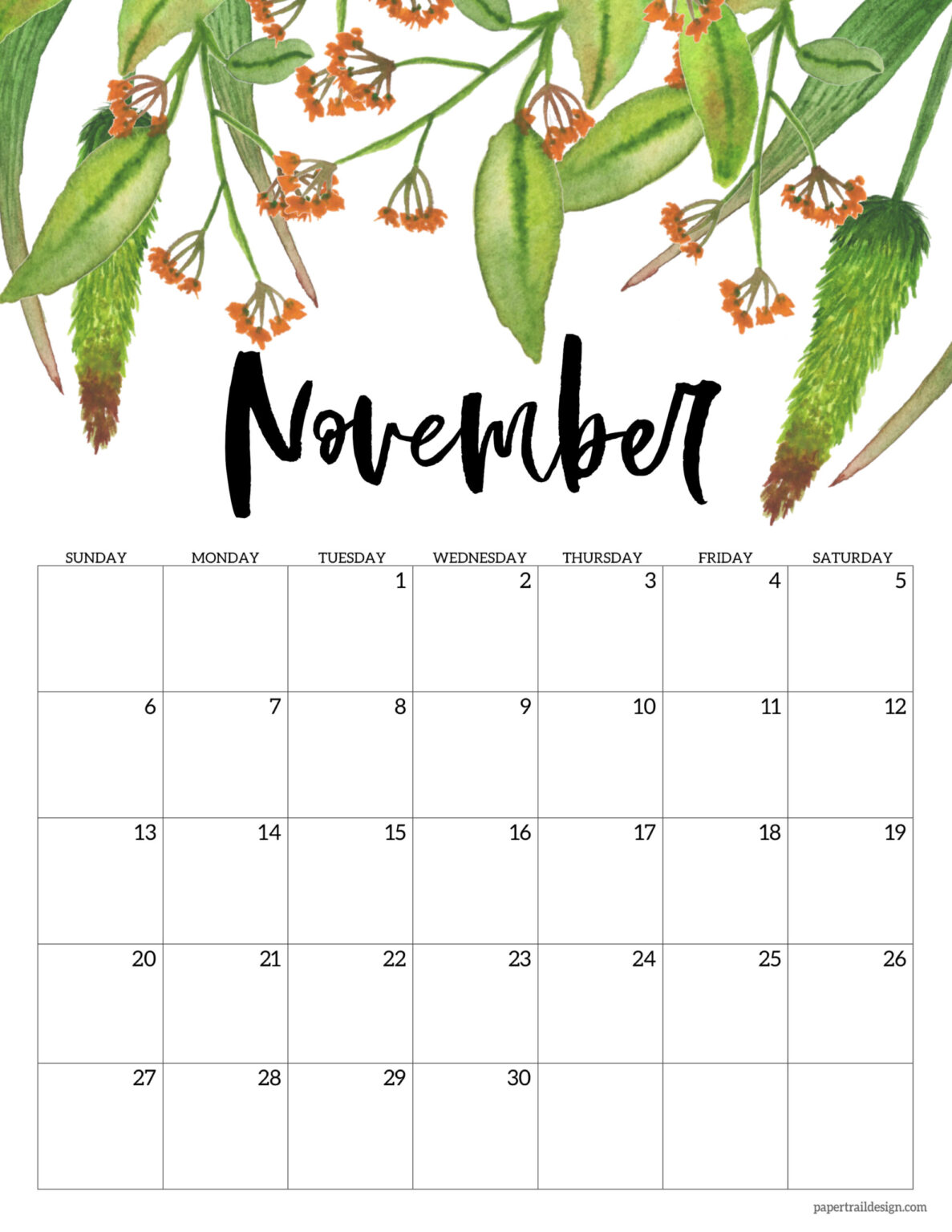 Free Printable 2022 Floral Calendar - Paper Trail Design