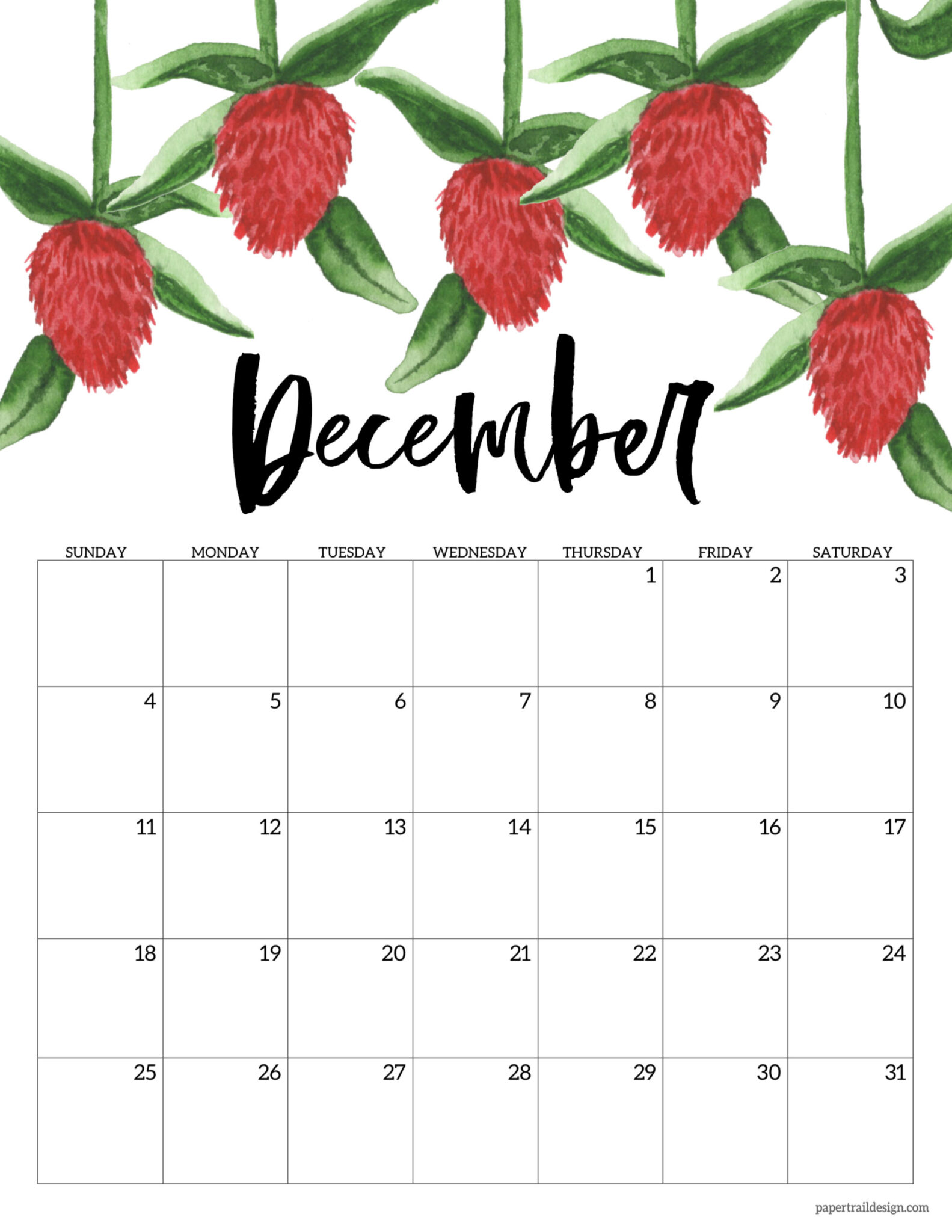 Free Printable 2022 Floral Calendar - Paper Trail Design