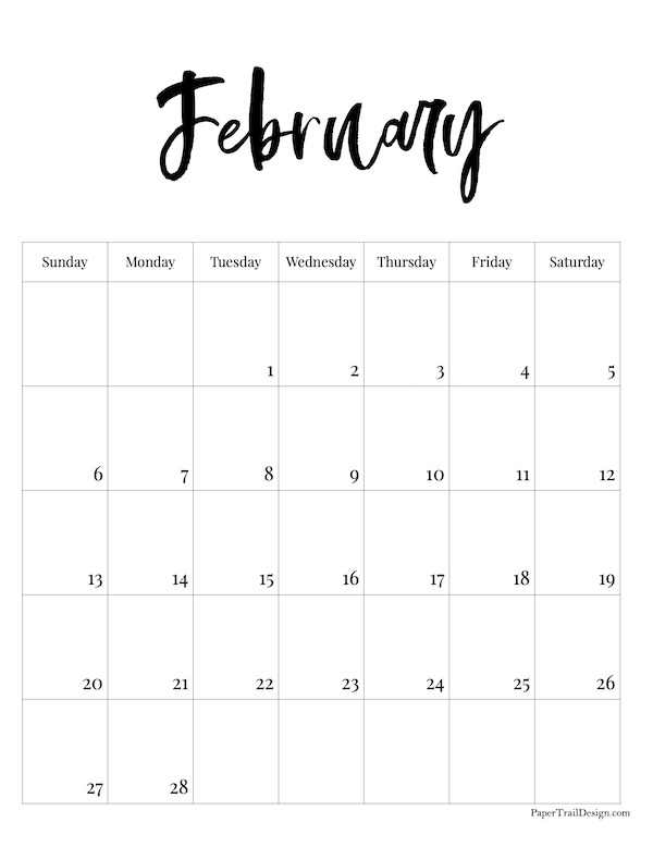 2022 Free Printable Monthly Calendar - Paper Trail Design