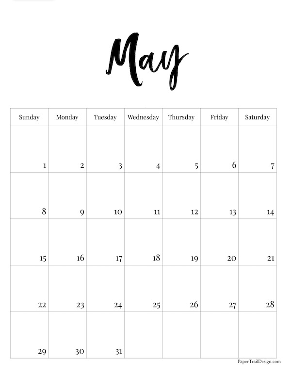 2022 Free Printable Monthly Calendar - Paper Trail Design