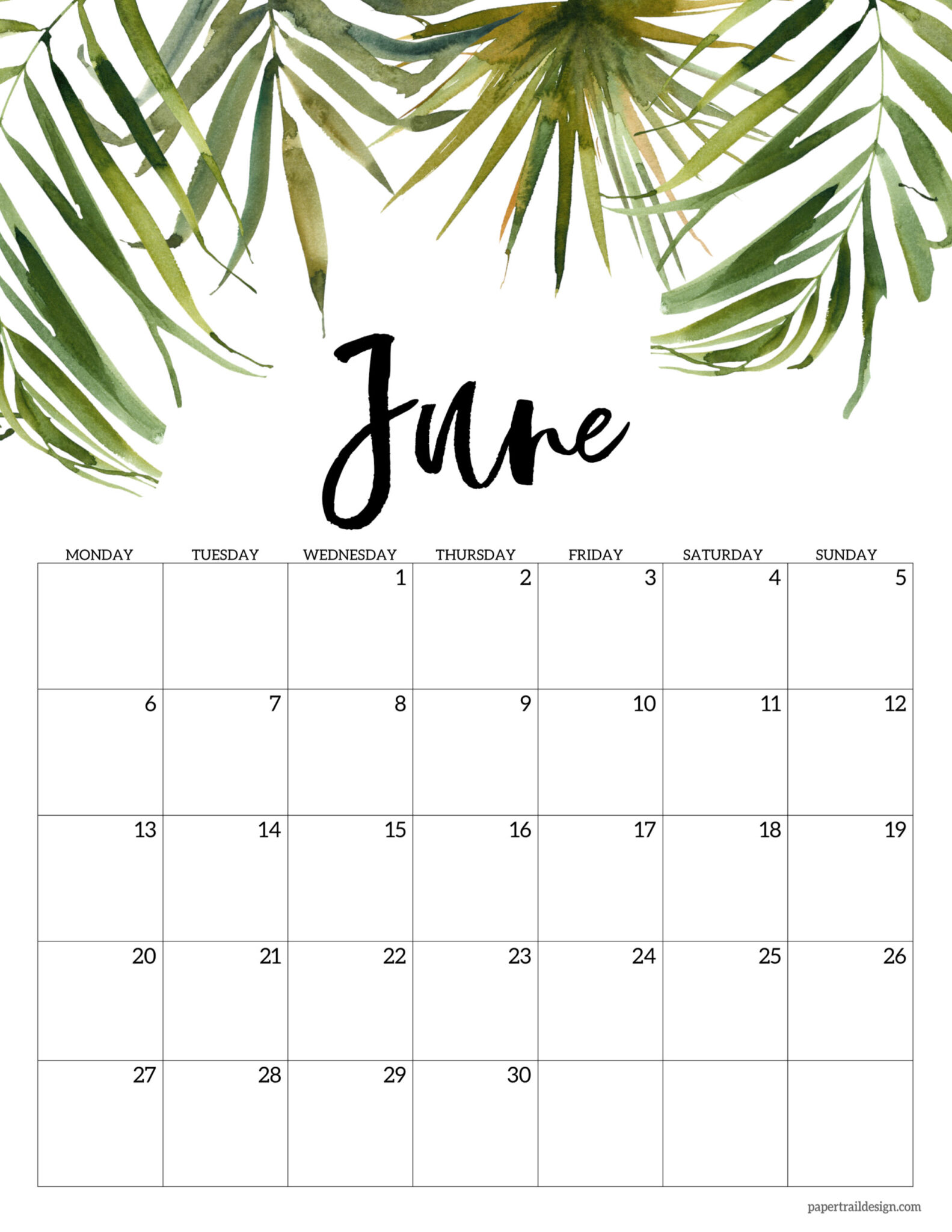 Free Printable 2022 Floral Calendar – Monday Start - Paper Trail Design