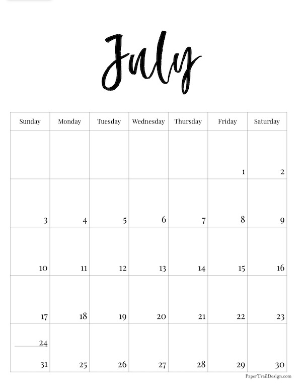 2022 Free Printable Monthly Calendar - Paper Trail Design