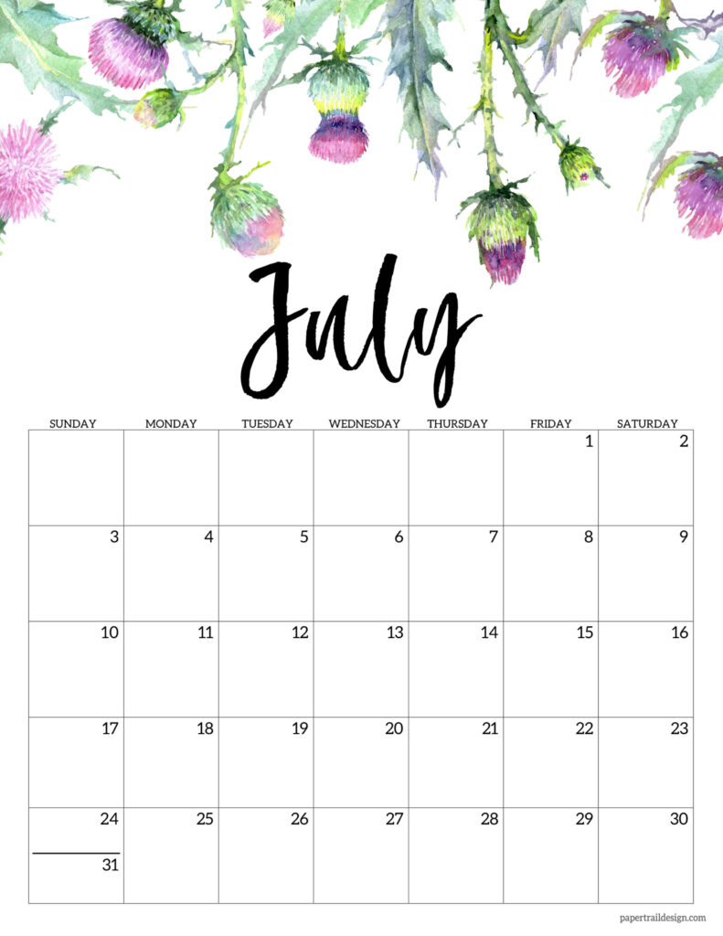 2022 free printable calendar floral paper trail design