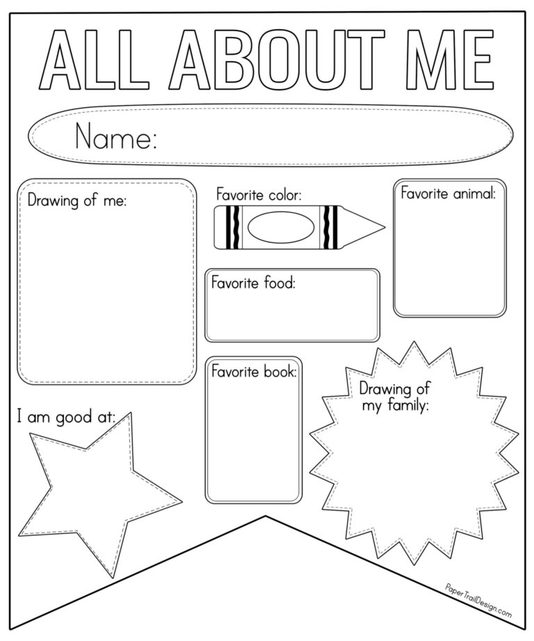 All About Me Worksheet Printable - Paper Trail Design