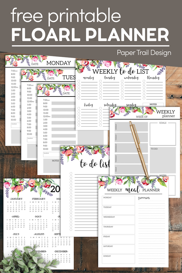 Floral Monthly Planner Template Pages Free Printable - Paper Trail Design