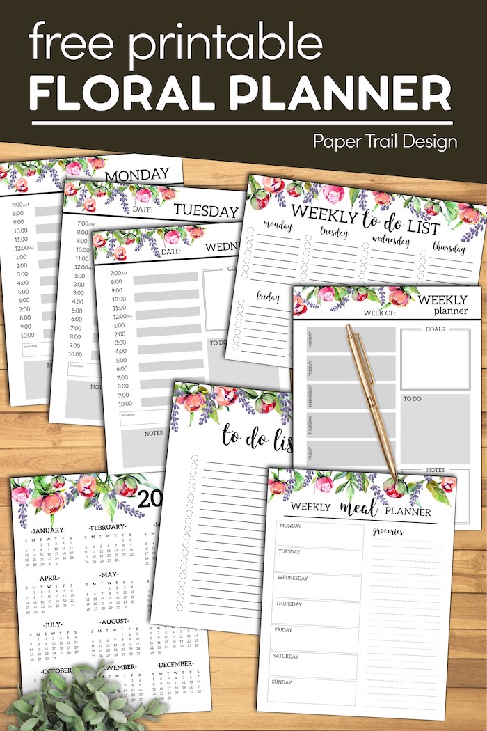 Floral Monthly Planner Template Pages Free Printable - Paper Trail Design