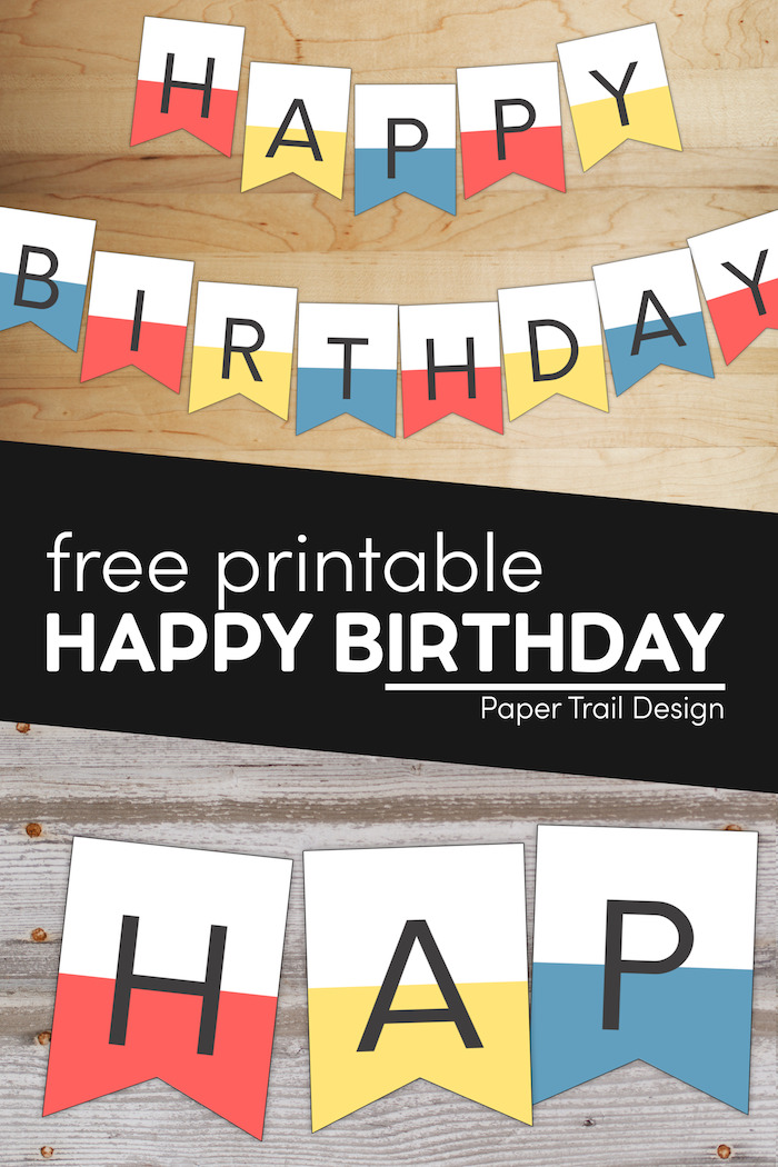 Colorful Happy Birthday Banner Printable - Paper Trail Design